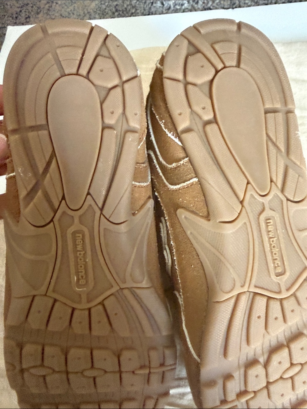 New Balance Brown Suede Sneakers with Orange and White Laces - Picture 2 of 7